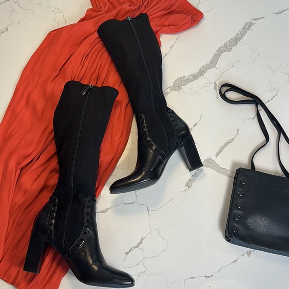 Black Vegan Leather Franco Sarto Boots - Picture 3 of 5